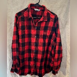 Old Navy Red and Black Checkered Men's Shirt